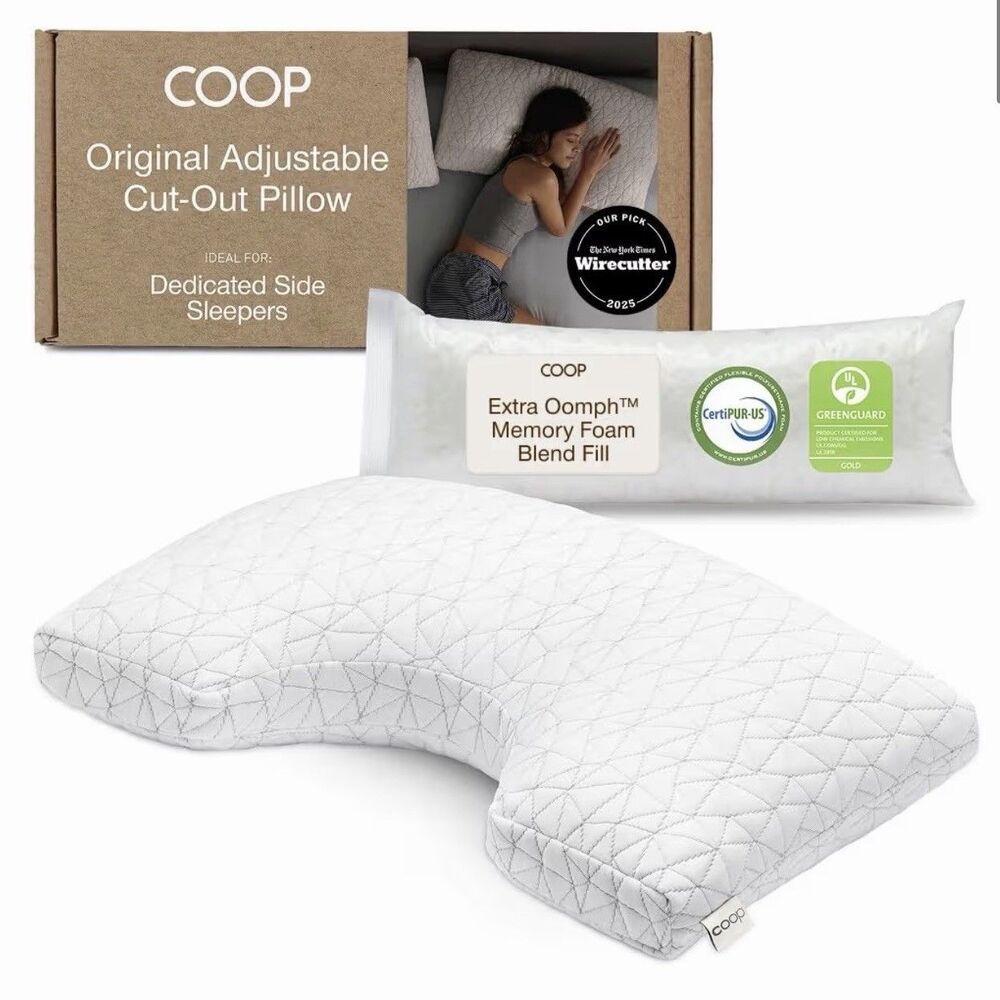 Coop Sleep Goods Original Cut-Out Queen Adjustable Memory Foam Pillow -NIB